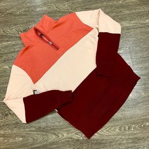 American Eagle - Color Block Zipper Sweatshirt